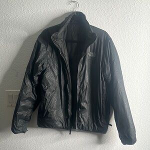 The North Face Black rever Puffer Jacket with High Collar and Quilted Design M
